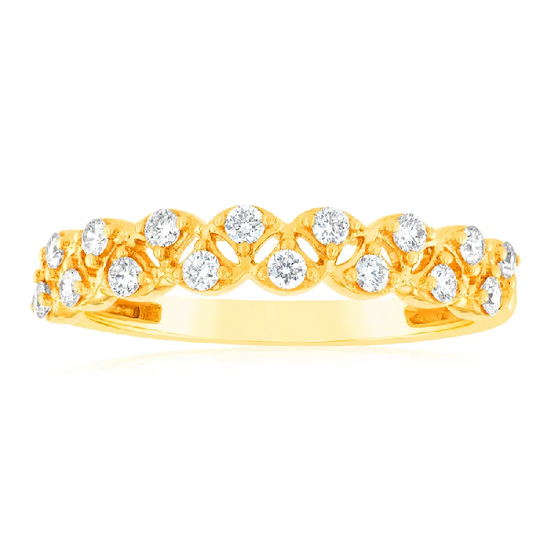 Hand-shiny rings-9ct Yellow Gold 1/4 Carat Luminesce Lab Grown Diamond Dress Ring