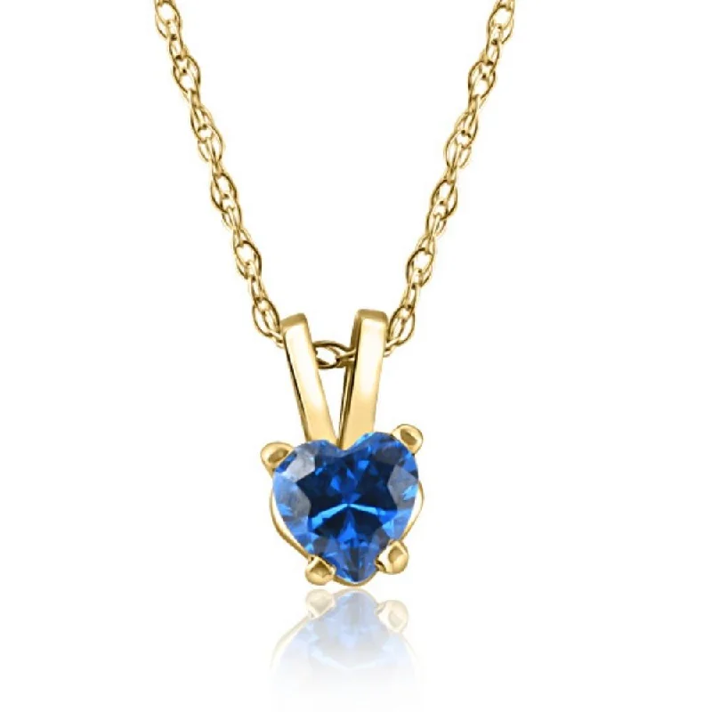 Swirl pattern necklaces-Women's 1/2ct Blue Heart Shape Sapphire Pendent Yellow Gold 18" Chain Necklace