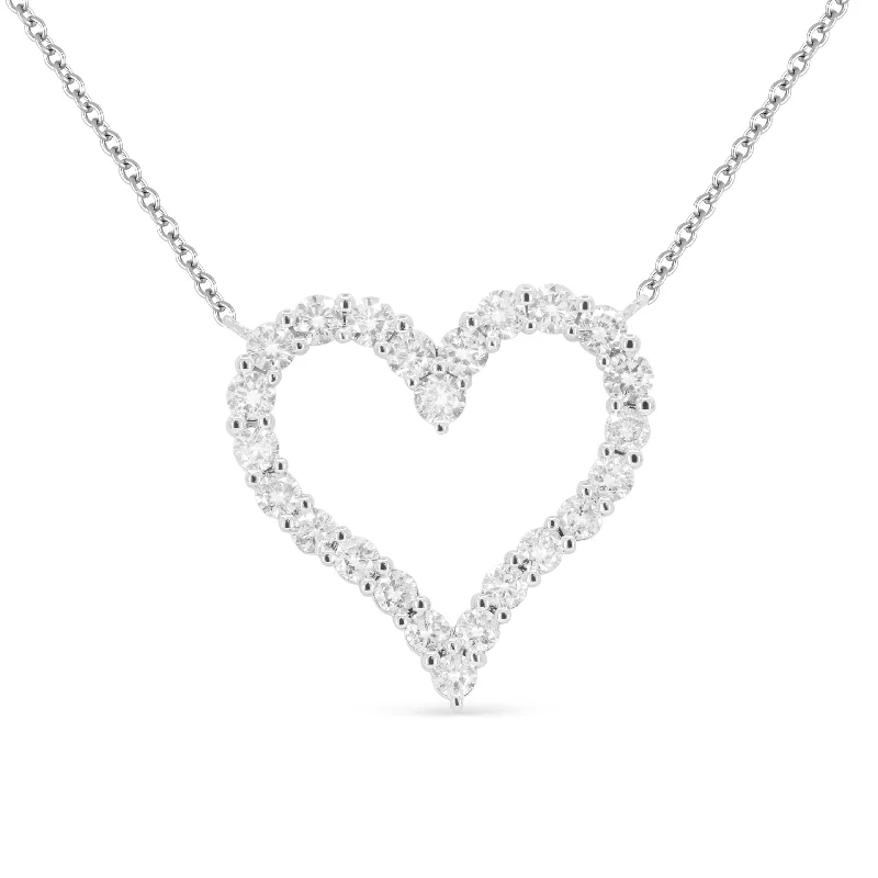 Soft stretch necklaces-0.95Ct Diamond Necklace In 14K White Gold