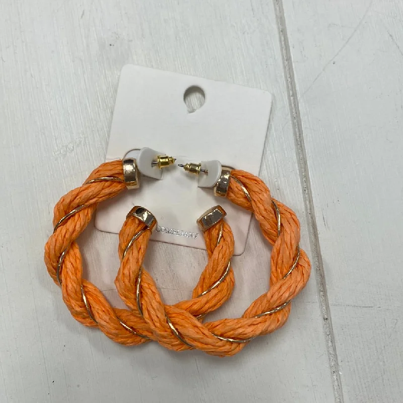 Fluid design earrings-Hoop Girl Raffia Orange Earrings