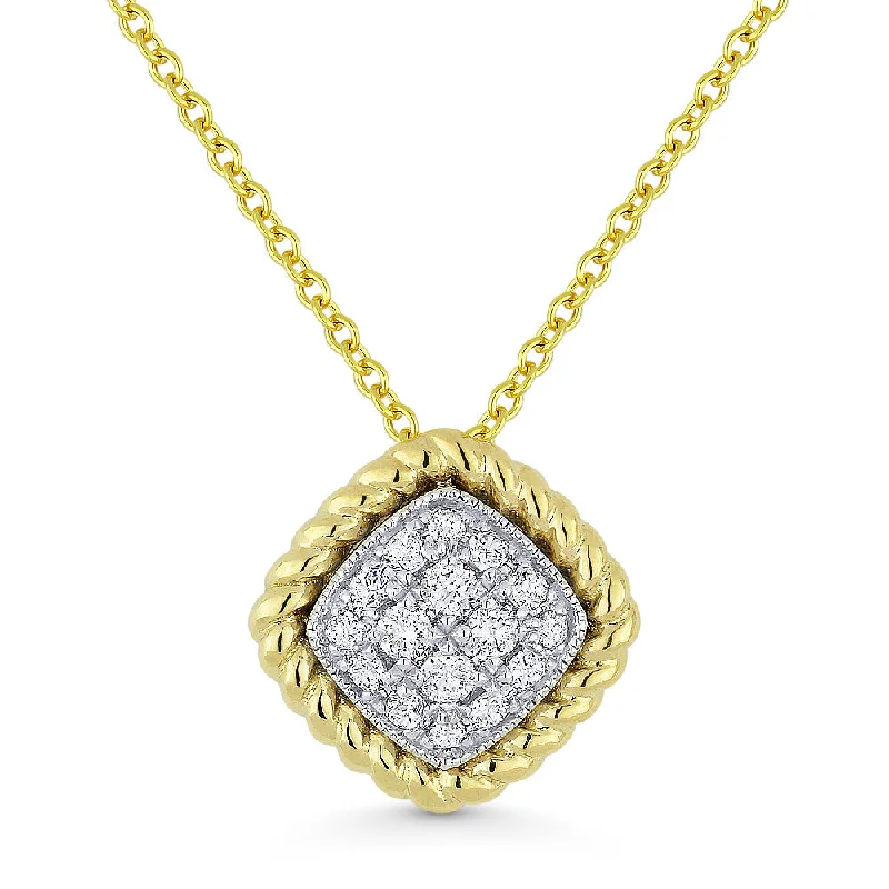 Clear bead necklaces-0.19Ct Diamond 16"pendant Necklace In 14K Yellow Gold