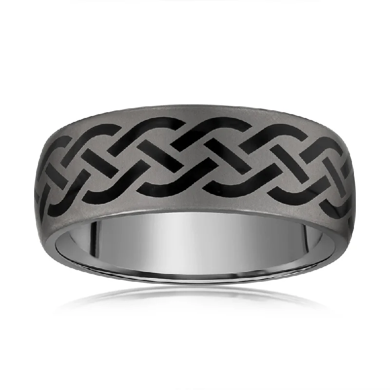 Jade gem rings-Ancient Pattern 8mm Tungsten Ring