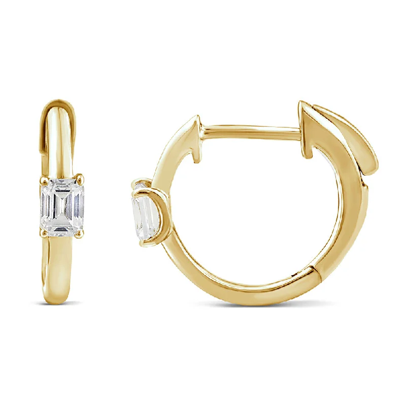 Swirl shape rings-10ct Yellow Gold Luminesce Lab Grown Emerald Cut Diamond Hoop Earring