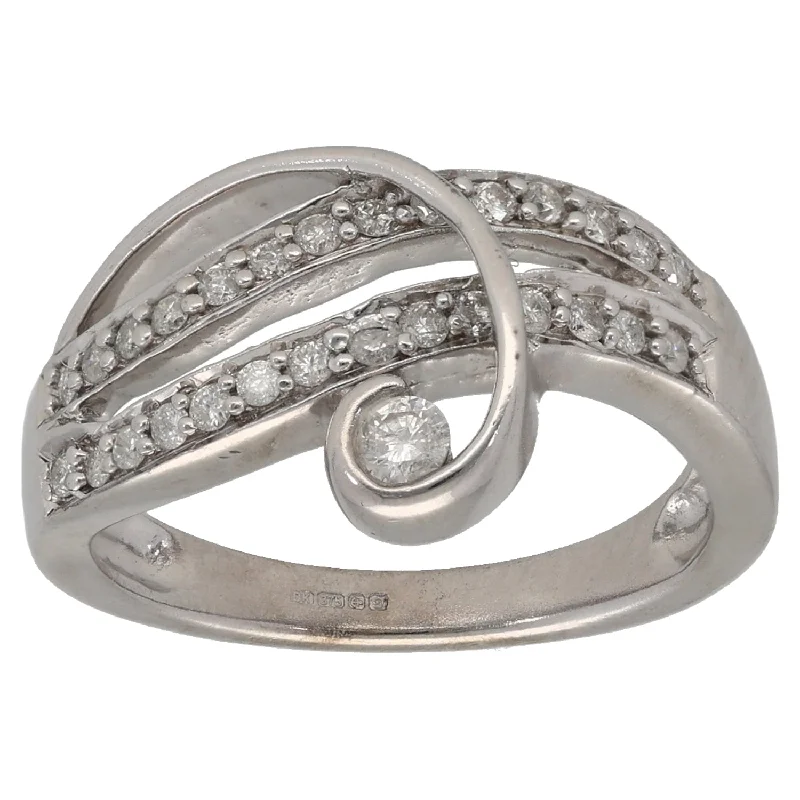 Swirl shape rings-9ct White Gold 0.35ct Diamond Dress/Cocktail Ring Size N