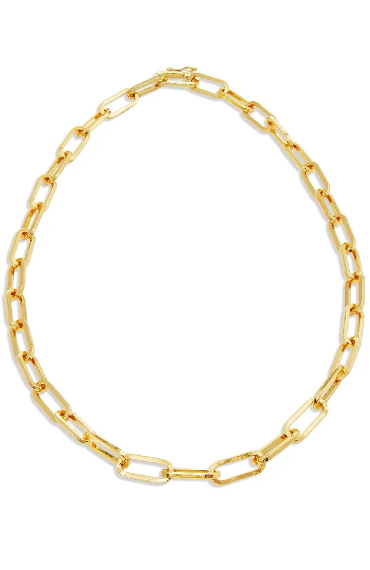 Raw woven necklaces-18K GOLD PLATED PAPERCLIP LINK NECKLACE