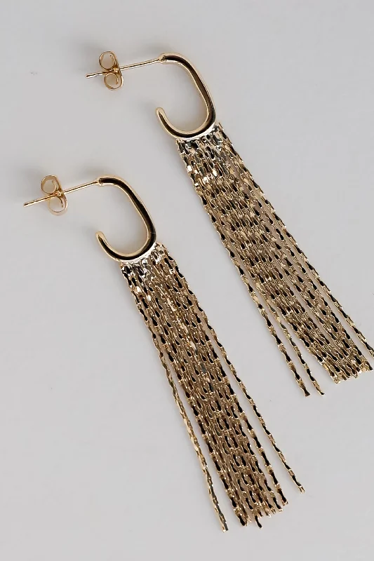 Bright crystal earrings-Sabrina Gold Fringe Earrings