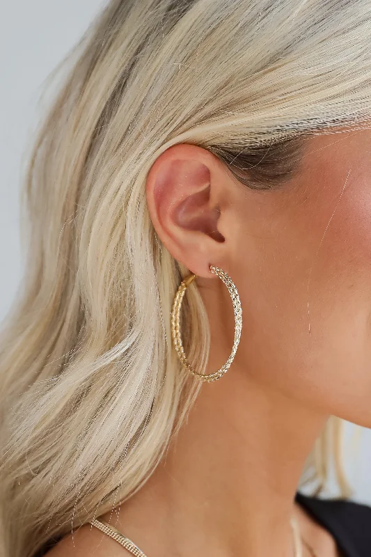 Cord fringe earrings-Maggie Gold Textured Double Hoop Earrings