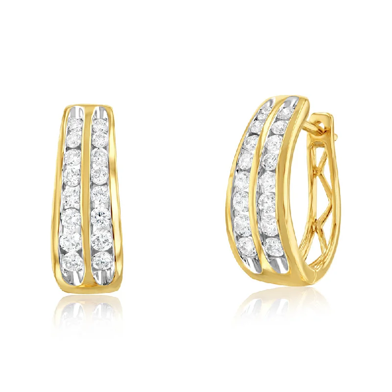 Lanka tile rings-Luminesce Lab Grown 9ct Yellow Gold 1/2 Carat Diamond Hoop Earring