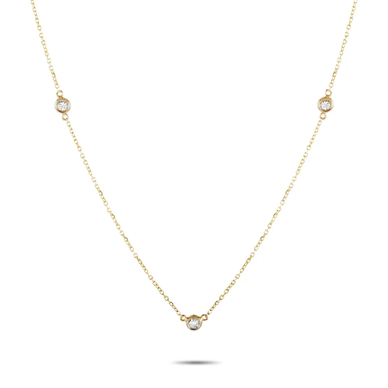 Drifting stone necklaces-LB Exclusive 14K Yellow Gold 0.15 ct Diamond Necklace