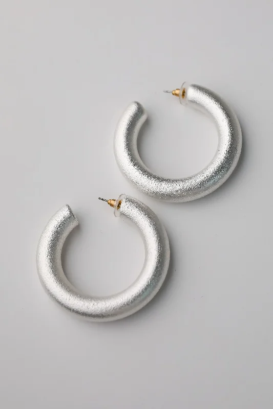 Thin enamel earrings-Sabrina Silver Hoop Earrings