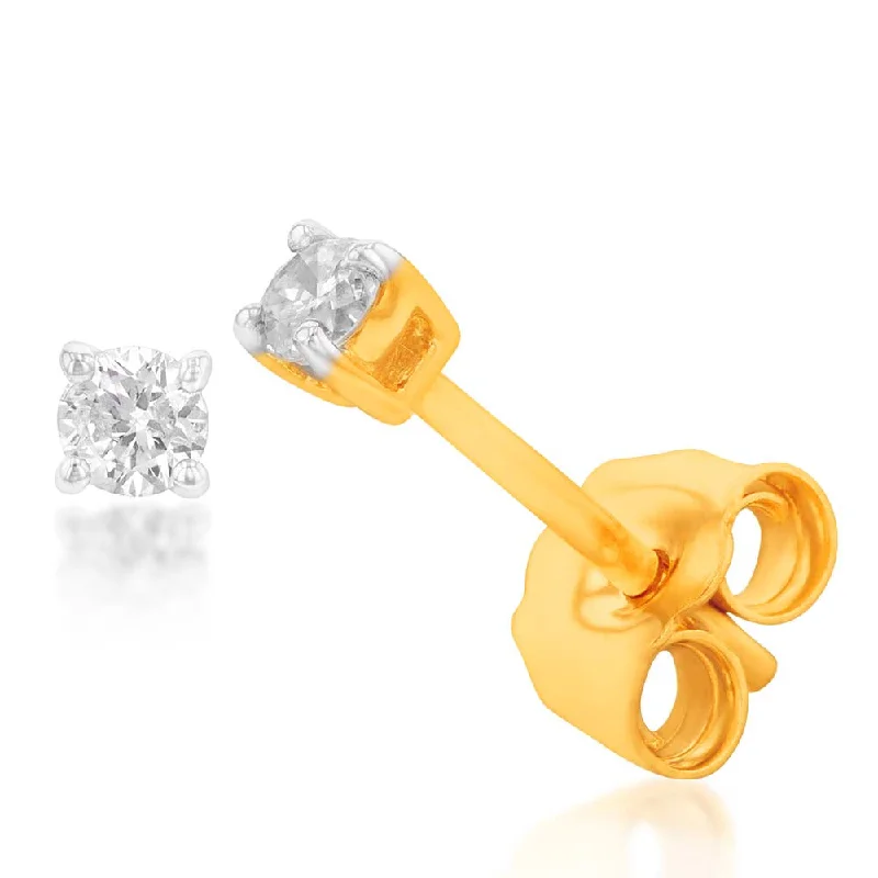 Daisy rings-Luminesce Lab Grown 9ct Yellow Gold Diamond Solitiaire Classic 10Pt Stud Earring