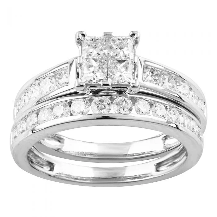 Worn vow rings-SEAMLESS LOVE  9ct White Gold Bridal Set Ring with 1.20 Carat of Diamonds