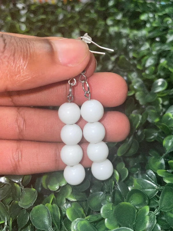 Clear bead earrings-White snow earrings