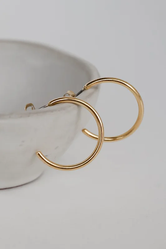 Thin texture earrings-Molly Gold Hoop Earrings