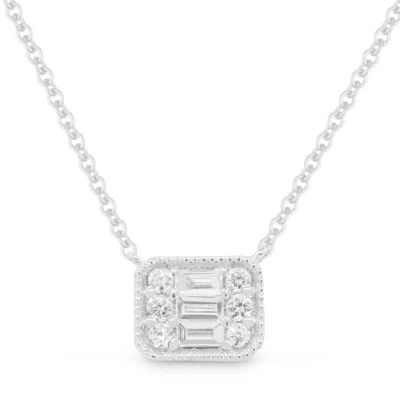 Shiny name necklaces-0.06Ct Diamond Necklace In 14K White Gold