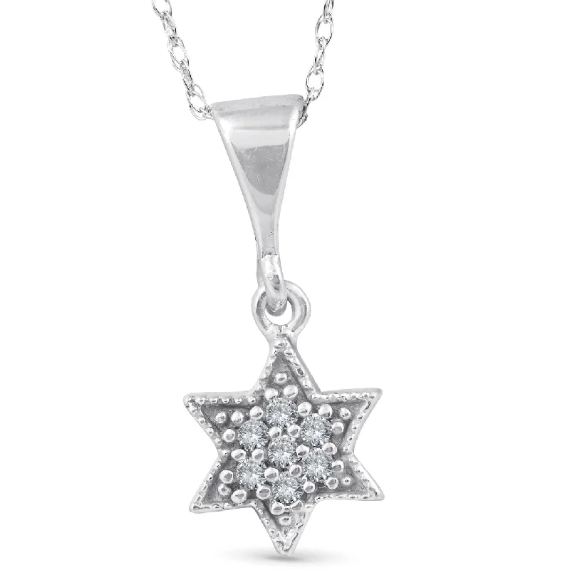 Swirl shape necklaces-14K 1/15ct Pave Star Of David Diamond Dangle Pendant