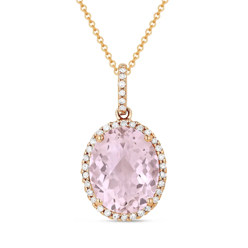 Cool wood necklaces-2.96Ct Morganite 16"pendant Necklace In 14K Rose Gold