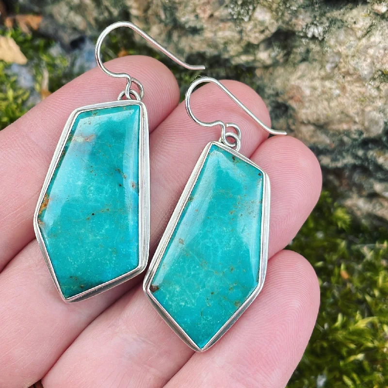 Shiny art earrings-Kingman Turquoise and Sterling Silver Earrings