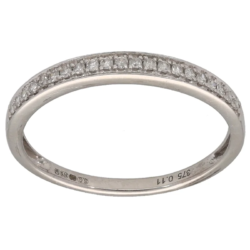 Multi-design rings-9ct White Gold 0.11ct Diamond Half Eternity Ring Size O