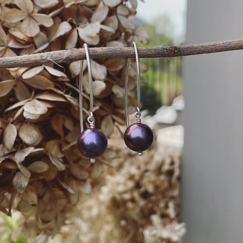 Worn flair earrings-Pearl and Sterling Silver Earrings