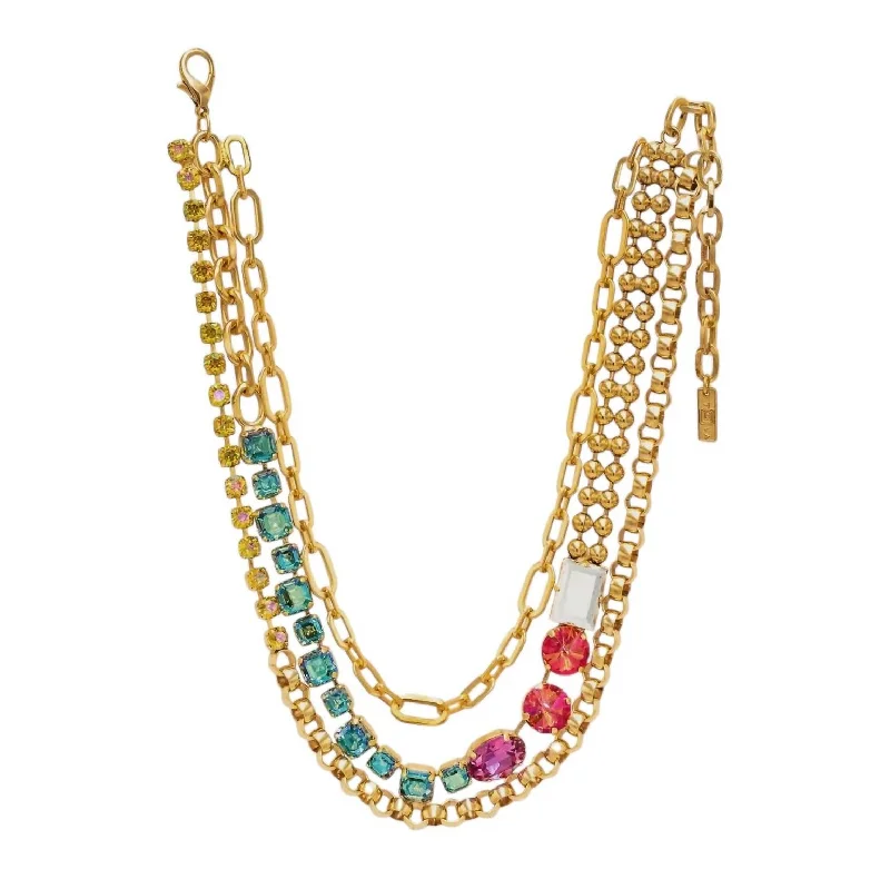 Lanka style necklaces-Elaine Necklace In Gold/green/pink/purple