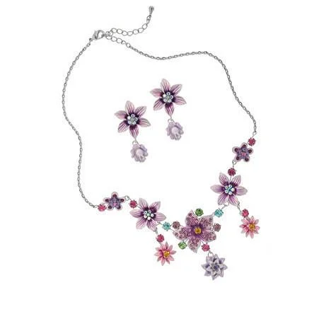 Fluid design earrings-Flower Necklace & Earrings Set