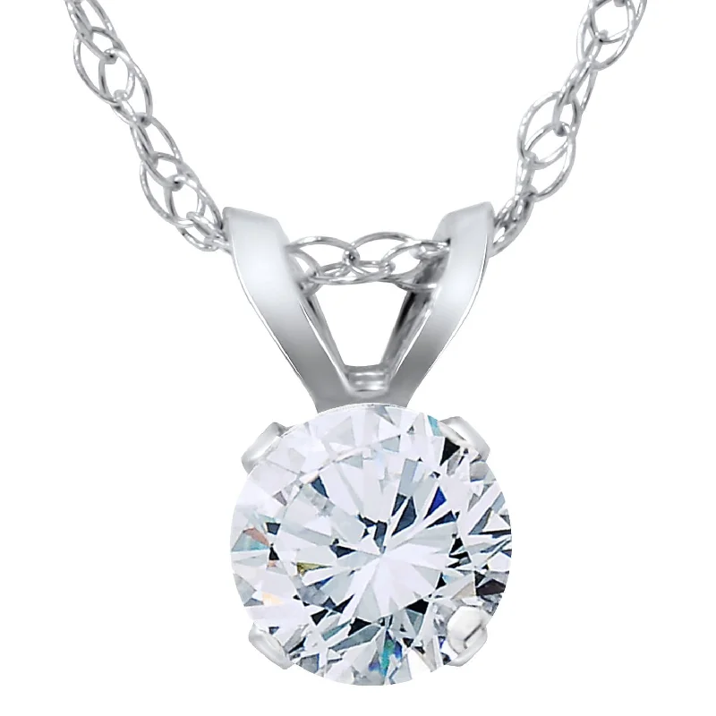 Swirl pattern necklaces-VS 3/8ct Diamond Solitaire Pendant 14K White Gold