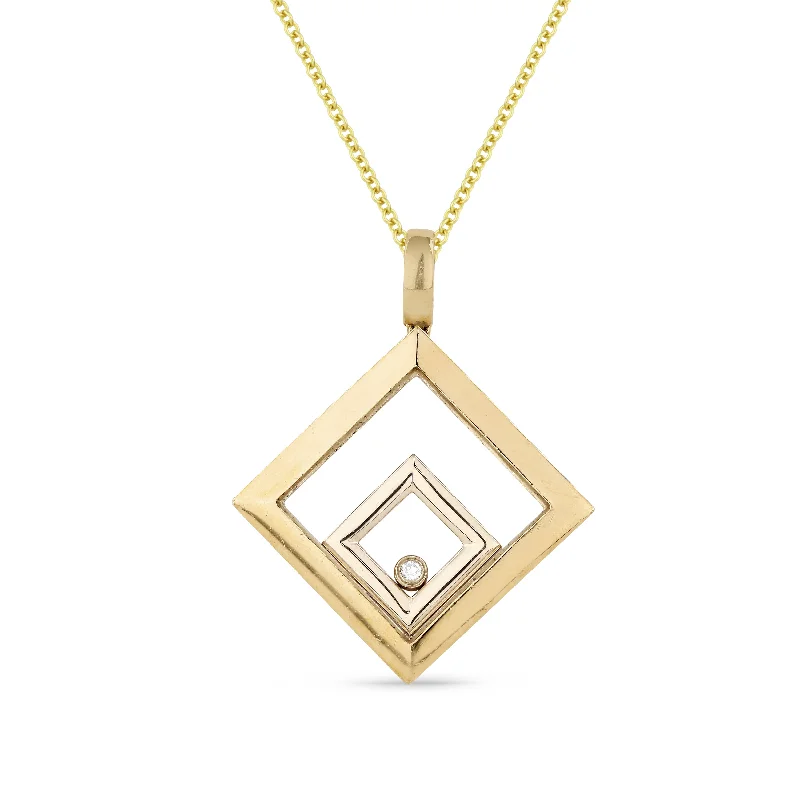 Little gem necklaces-0.02Ct Diamond 16"pendant Necklace In 14K Yellow Gold