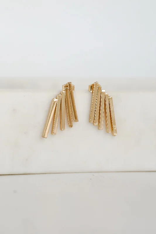 Edwardian style earrings-Ruth Gold Bar Stud Earrings