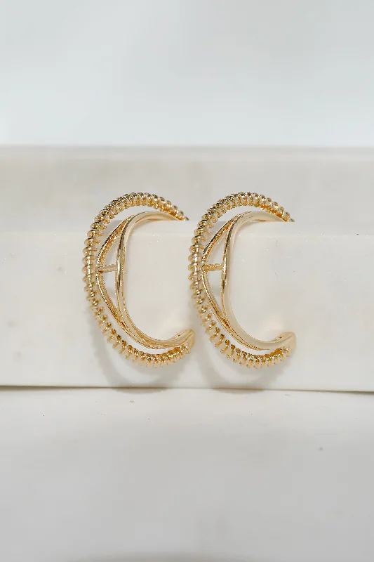 Bead strand earrings-Ivy Gold Double Hoop Earrings