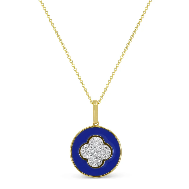 Timeless locket necklaces-Ct Enamel 16"pendant Necklace In 14K Yellow Gold