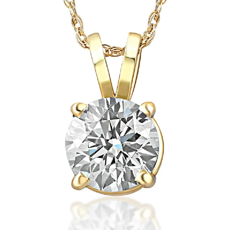 Multi-layer necklaces-.75ct Round Cut Diamond Solitaire Pendant Necklace in 14k White or Yellow Gold