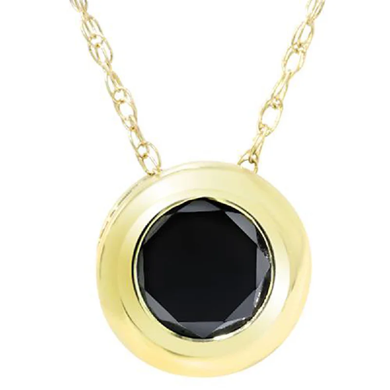 Haze glass necklaces-1/2ct Black Diamond 14K Yellow Gold Solitaire Pendant