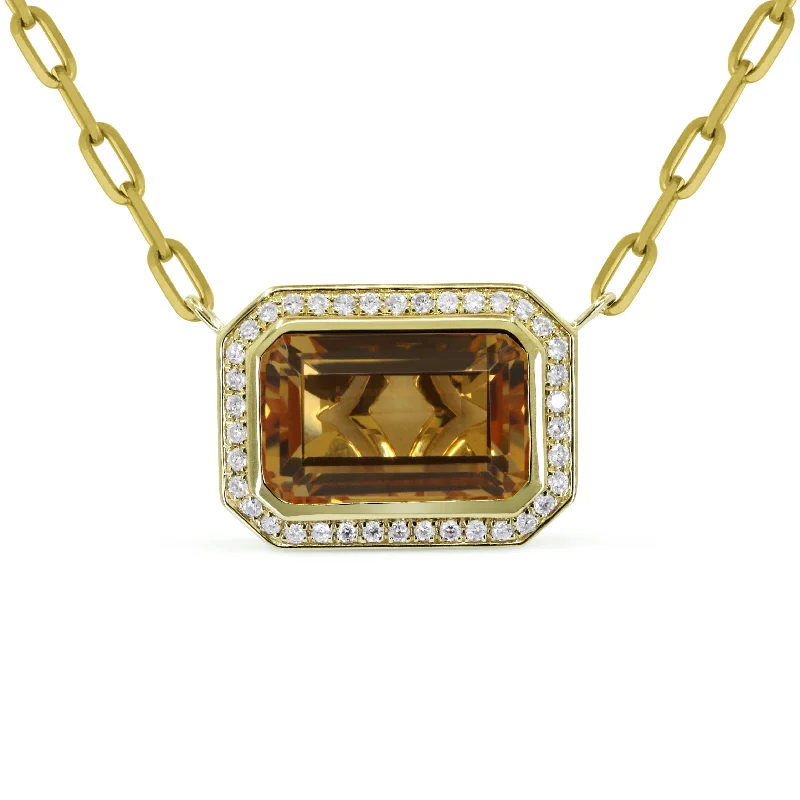 Bead strand necklaces-6.35Ct Citrine 18"necklacein 14K Yellow Gold