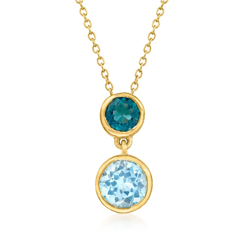 Quartz healing necklaces-Ross-Simons London and Sky Blue Topaz Pendant Necklace in 18kt Gold Over Sterling