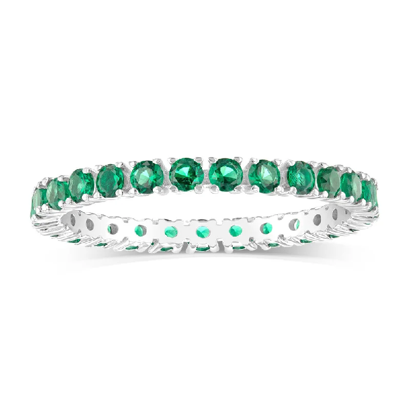 Slim rose rings-Sterling Silver Green Cubic Zirconia Tennis Ring