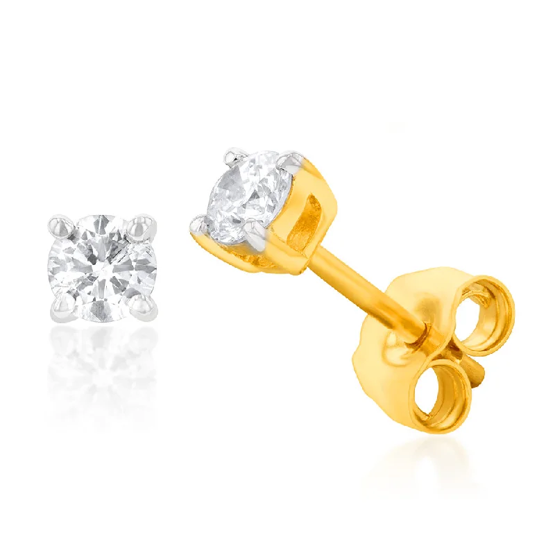 Dusk gothic rings-Luminesce Lab Grown 9ct Yellow Gold Diamond Solitiaire Classic 1/3 Carat Stud Earring