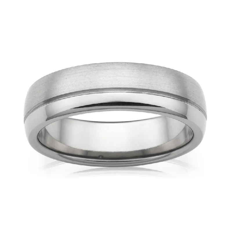 Wide geometric rings-Flawless Cut Half Round Polished / Sanded Titanium 6mm Ring