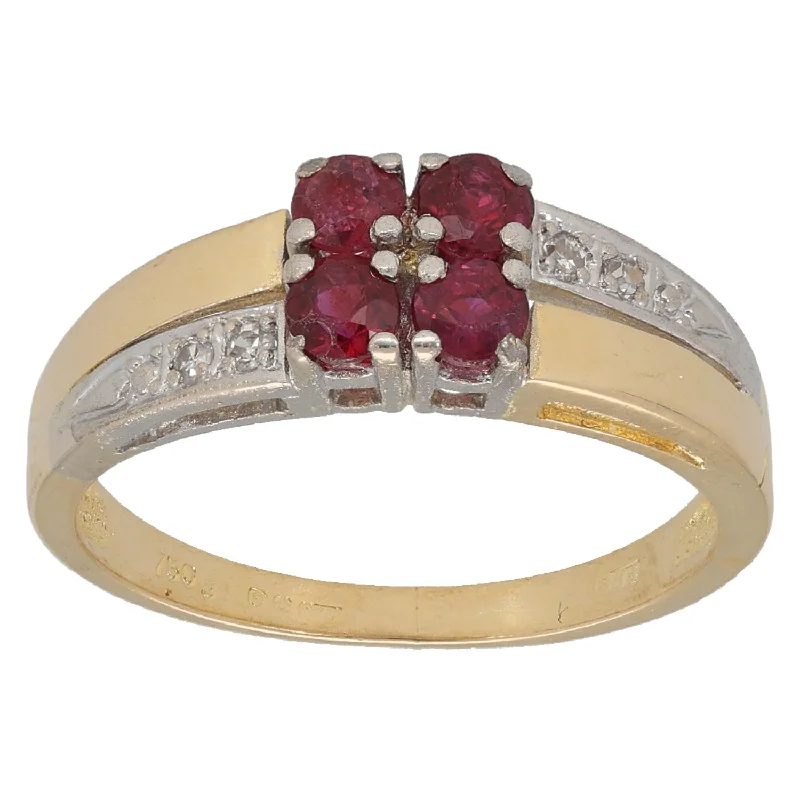 Crow design rings-18ct Gold Ruby & 0.08ct Diamond Alternative Ring Size M