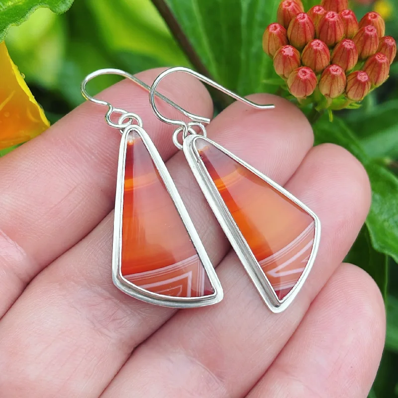 Swirl design earrings-Carnelian and Sterling Silver Earrings