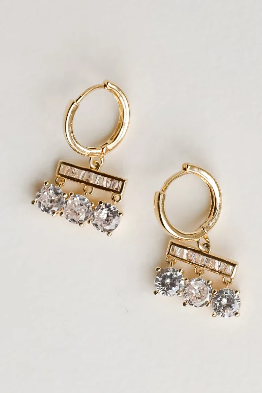 Fine thread earrings-Reagan Gold Rhinestone Mini Hoop Earrings