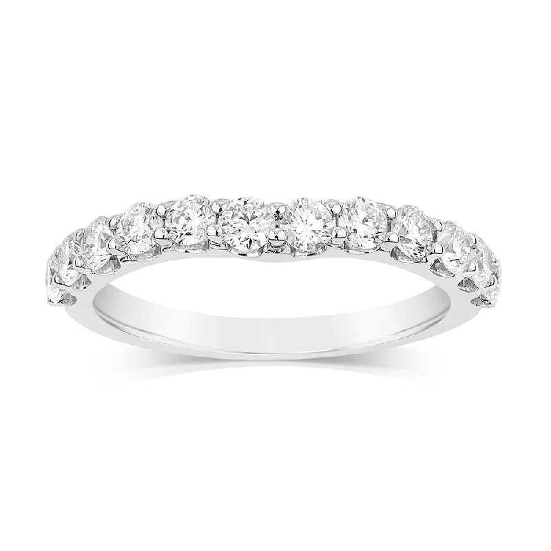 Thin filigree rings-Luminesce Lab Grown 1.5 Carat Diamond Eternity Curve Ring in 18ct White Gold