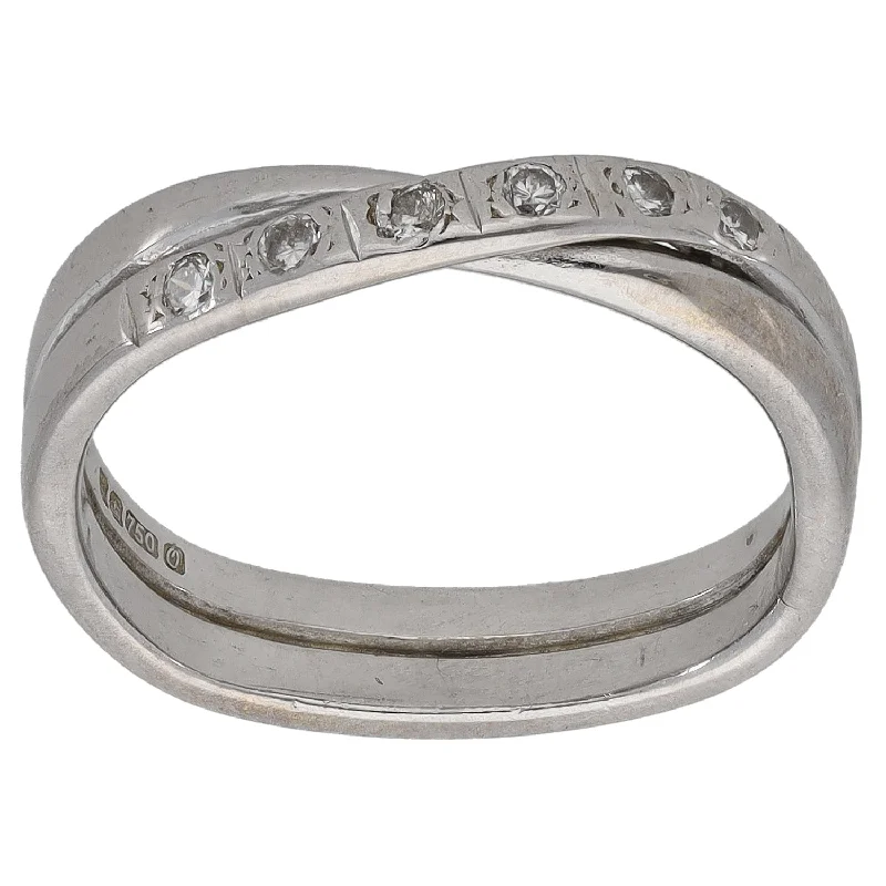 Flat design rings-18ct White Gold 0.06ct Diamond Half Eternity Ring Size K