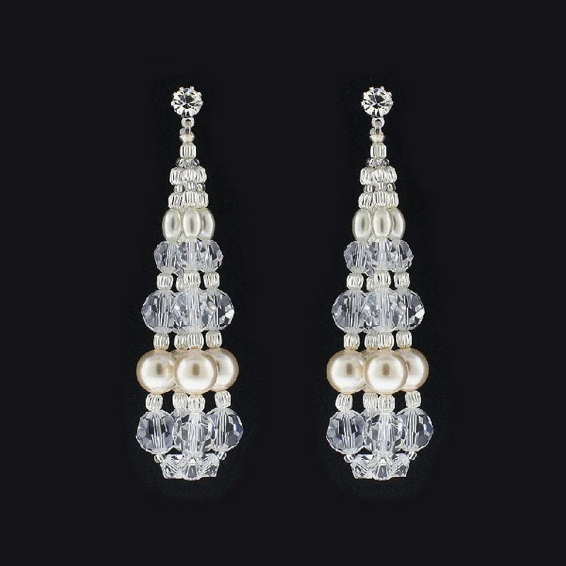 Thin clay earrings-Pearl & Crystal Bauble Earrings