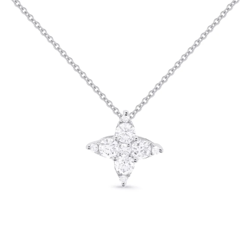 Fold knot necklaces-0.25Ct Diamond 16"pendant Necklace In 14K White Gold