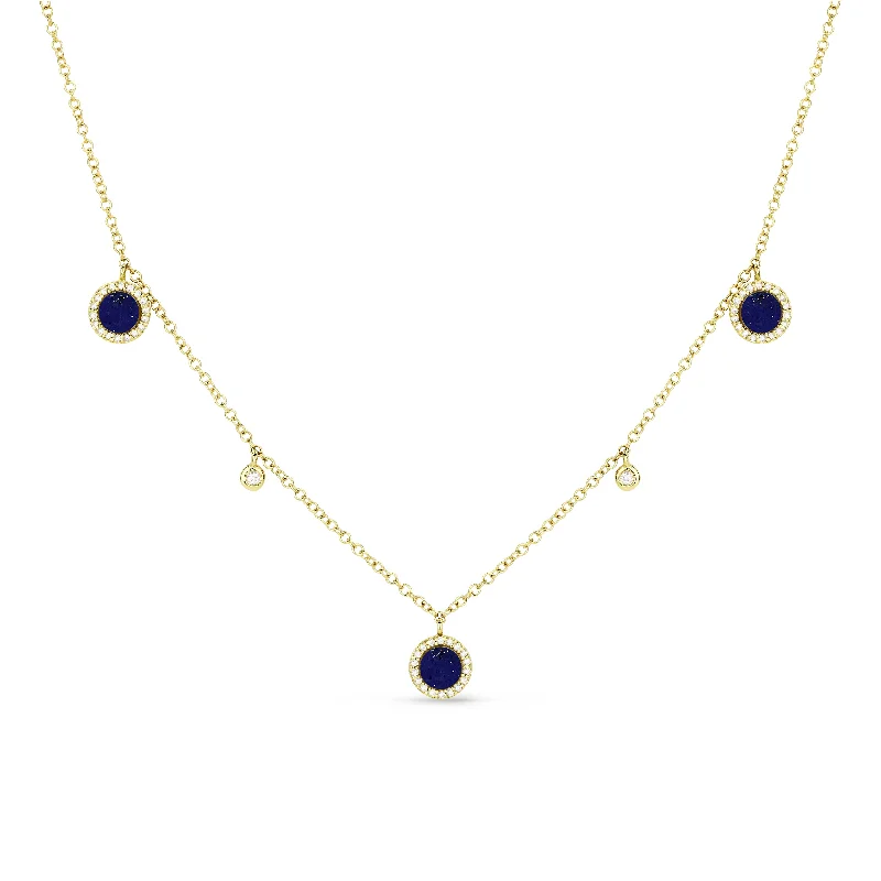 Heavy stone necklaces-0.25Ct Lapis Lazuli 18"necklacein 14K Yellow Gold