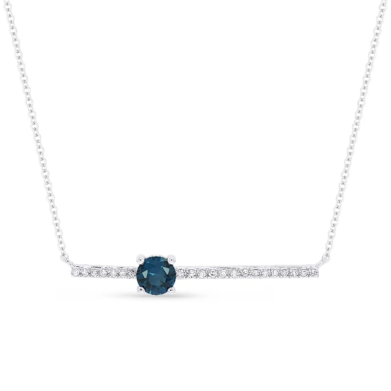 Clean cross necklaces-0.29Ct London Blue Topaz Necklace In 14K White Gold