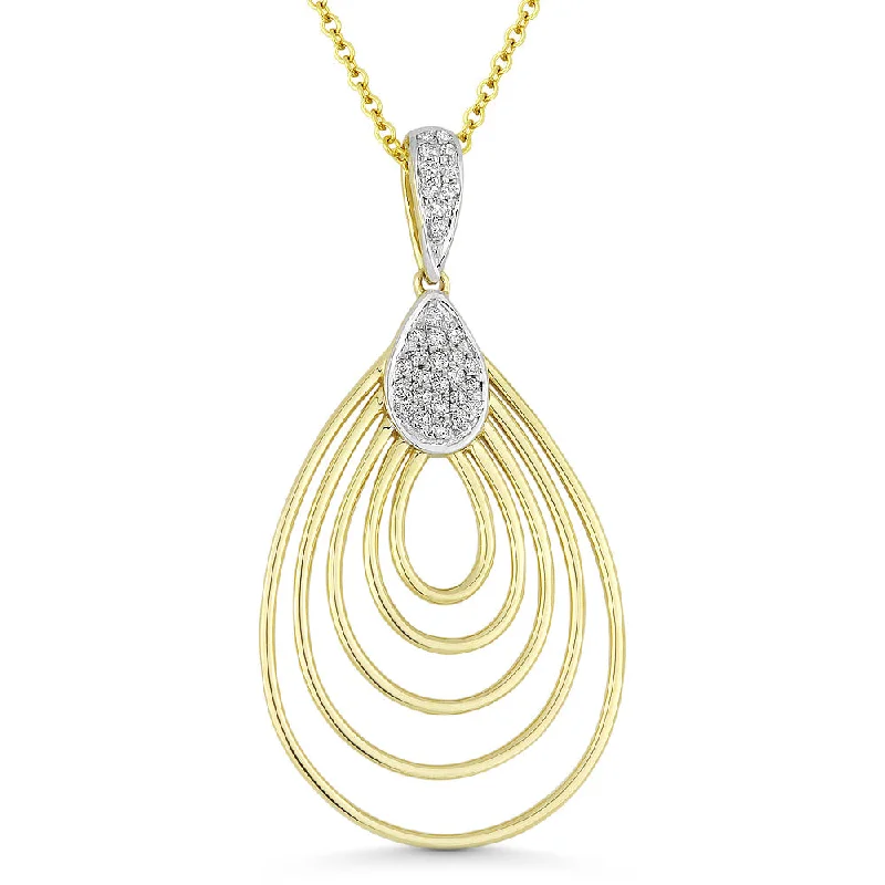 Light string necklaces-0.10Ct Diamond 16"pendant Necklace In 14K White And Yellow Gold