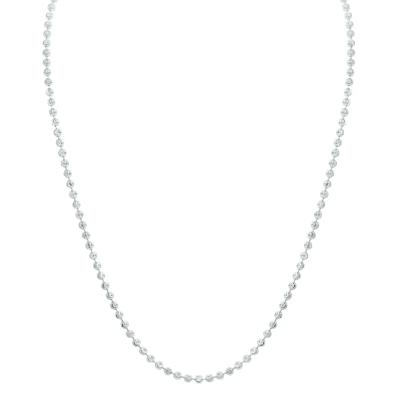 Thread choker necklaces-Sterling Silver 3Mm Moon-Cut Bead Chain With Lobster Clasp - 18 Inch