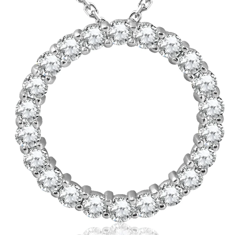 Quirky bead necklaces-5ct Diamond Circle Pendant 14K White Gold